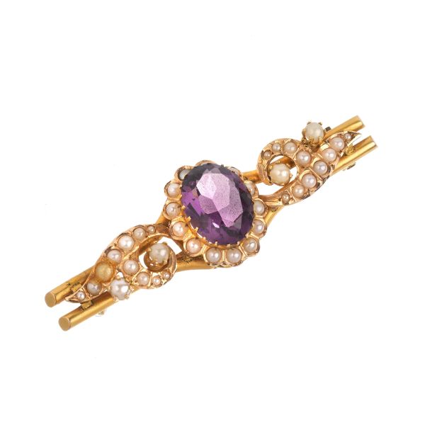 



AMETHYST AND PEARL BROOCH IN 14KT GOLD