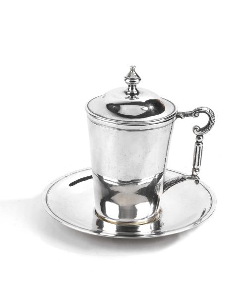 A SILVER CUP AND SOUCER, TUNISIA, BEGINNING 20TH CENTURY