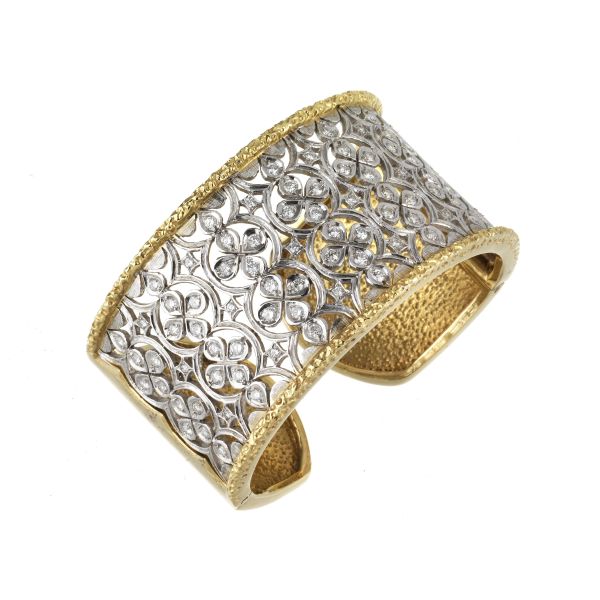 DIAMOND WIDE BAND BANGLE IN 18KT TWO TONE GOLD