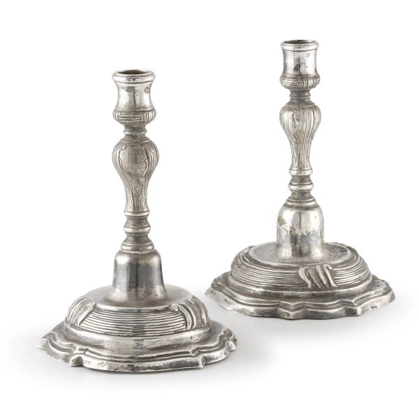 PAIR OF SILVER CANDLESTICKS, PALERMO, 18TH CENTURY