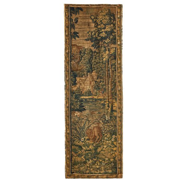 



TWO FRENCH &quot;ENTRE FEN&Ecirc;TRE&quot; TAPESTRIES, 17TH CENTURY