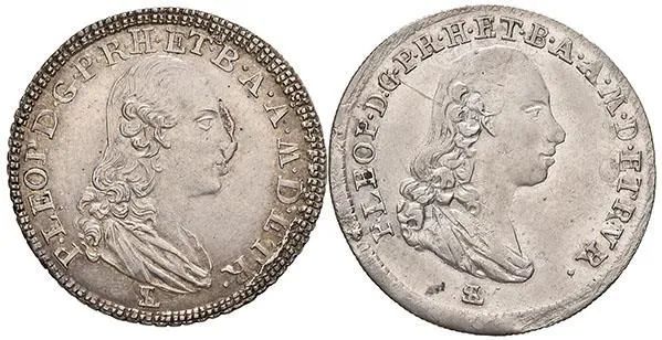 FIRENZE PIETRO LEOPOLDO DI LORENA (1765-1790) DUE MONETE DA UN PAOLO