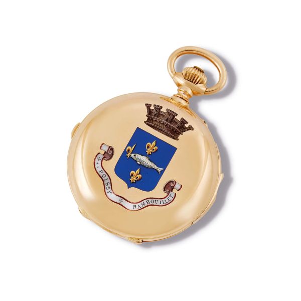 



LE ROY ET FILS HOURS AND QUARTERS REPEATER CHRONOGRAPH POCKET WATCH WITH CREST AND ENAMELS