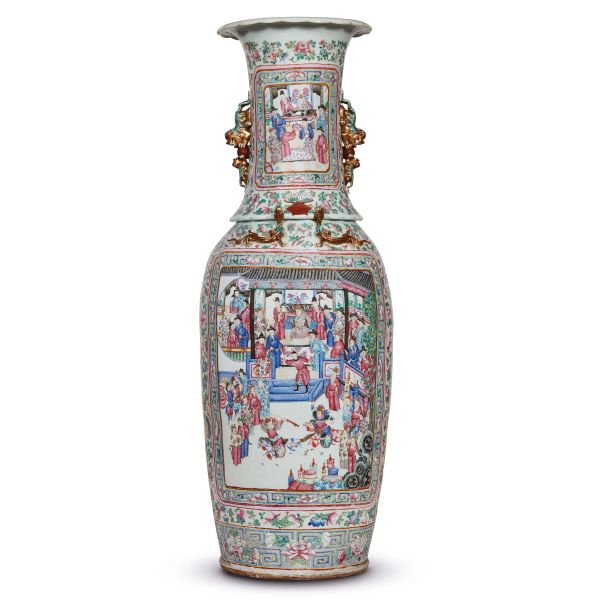 



A LARGE CANTON FAMILLE-ROSE 'PALACE' VASE, CHINA, QING DYNASTY, 19TH CENTURY