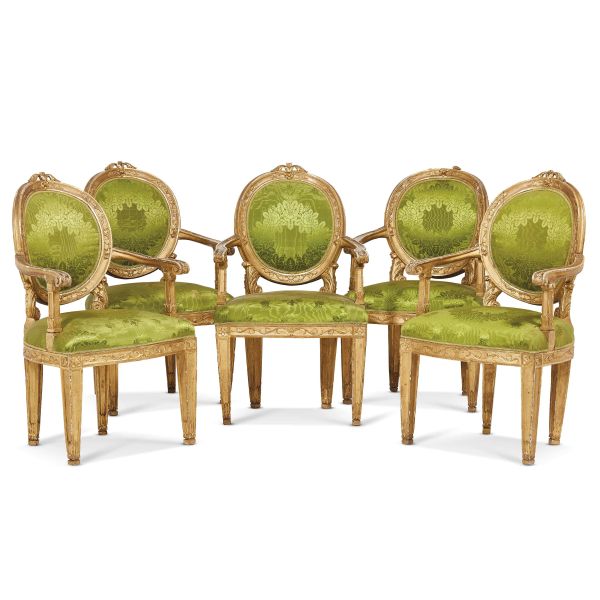 FIVE ARMCHAIRS, 18TH CENTURY