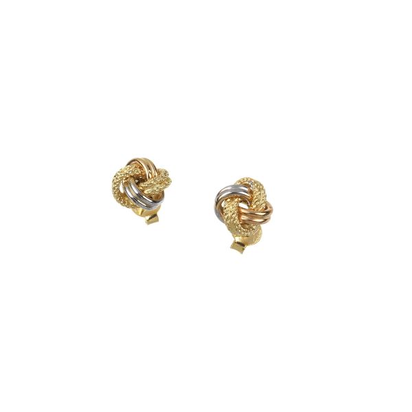 KNOT-SHAPED EARRINGS IN 18KT THREE TONE GOLD