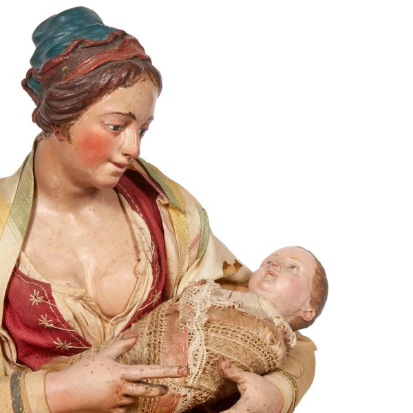 GIOVANE MADRE CON PICCOLO (LATTANTE), NAPOLI, SECOLO XVIII