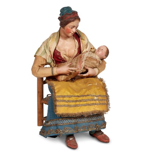 GIOVANE MADRE CON PICCOLO (LATTANTE), NAPOLI, SECOLO XVIII 
