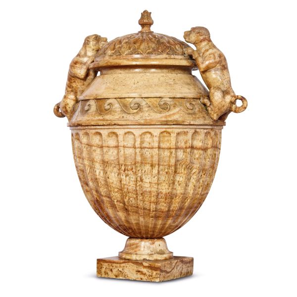 GRANDE VASO CON COPERCHIO, PRIMA MET&Agrave; SECOLO XIX