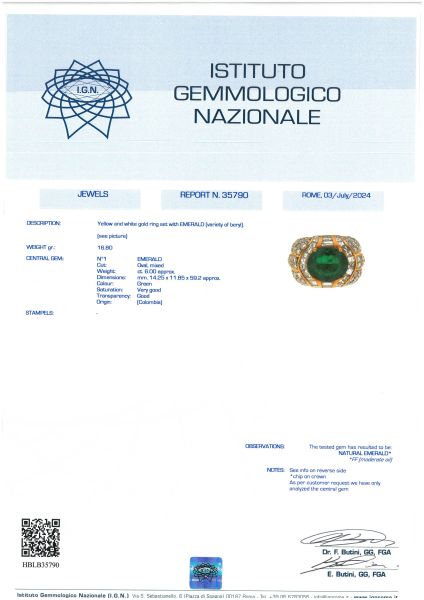 ANELLO A FASCIA CON SMERALDO COLOMBIANO E DIAMANTI