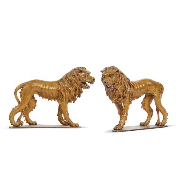 TWO FIGURES OF LIONS, GERMAN AREA, 18TH CENTURY