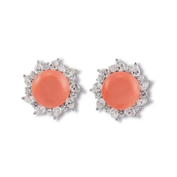 Petochi - 



PETOCHI ROSE CORAL AND DIAMOND FLORAL EARRINGS IN 18KT WHITE GOLD