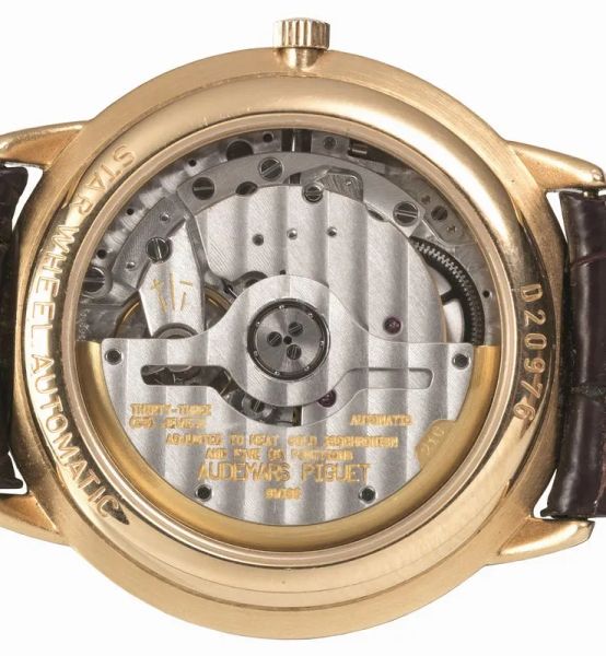 Orologio da polso Audemars Piguet Star Wheel Automatic, n. D20976, mov. N 386'836, anni &rsquo;90, in oro rosa 18 kt, con astuccio, scatola e garanzia