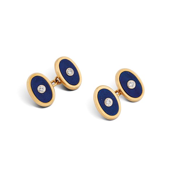 Weingrill - 



WEINGRILL LAPISLAZULI AND DIAMOND CUFFLINKS IN 18KT YELLOW GOLD