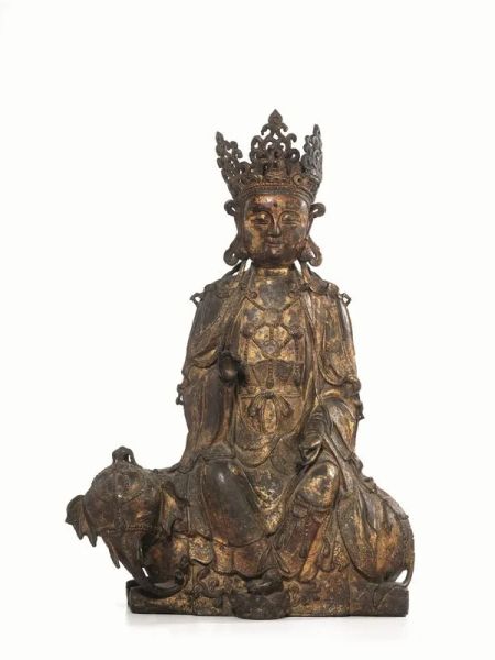 A GILT-LACQUERED BRONZE STATUETTE, CHINA, MING DYNASTY, 17TH CENTURY