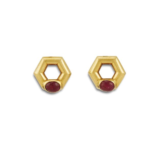 BULGARI GEOMETRIC CLIP EARRINGS IN 18KT YELLOW GOLD