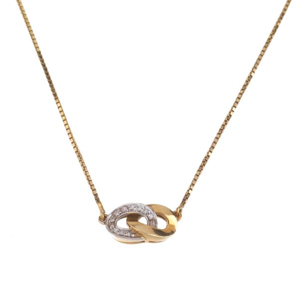 NECKLACE WITH TWO CURB LINKS IN 18KT TWO TONE GOLD