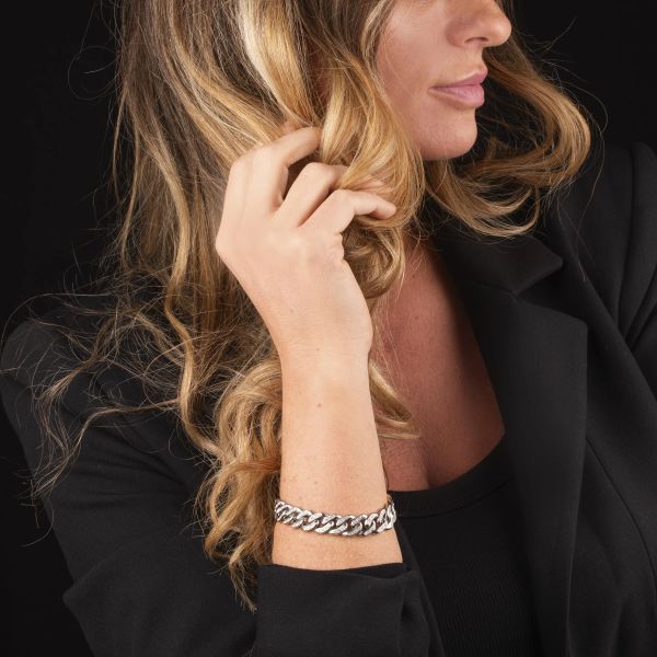 BRACCIALE A MAGLIA GROUMETTE CON DIAMANTI