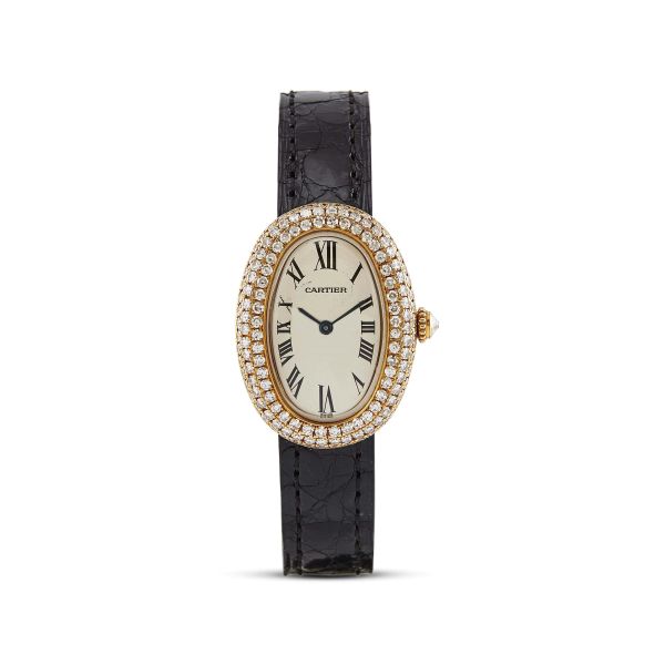 Cartier - CARTIER BAIGNOIRE REF. 1281 LADY'S WATCH IN YELLOW GOLD WITH DIAMONDS