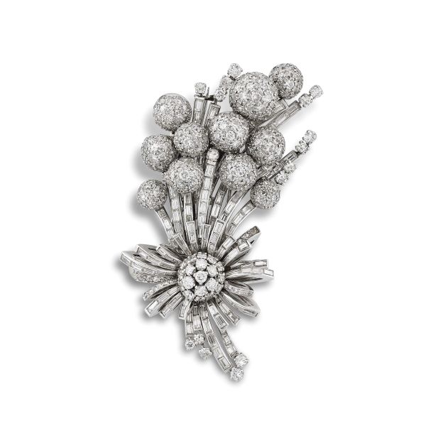 CHAUMET LONDON SPILLA MOTIVO FLOREALE CON DIAMANTI