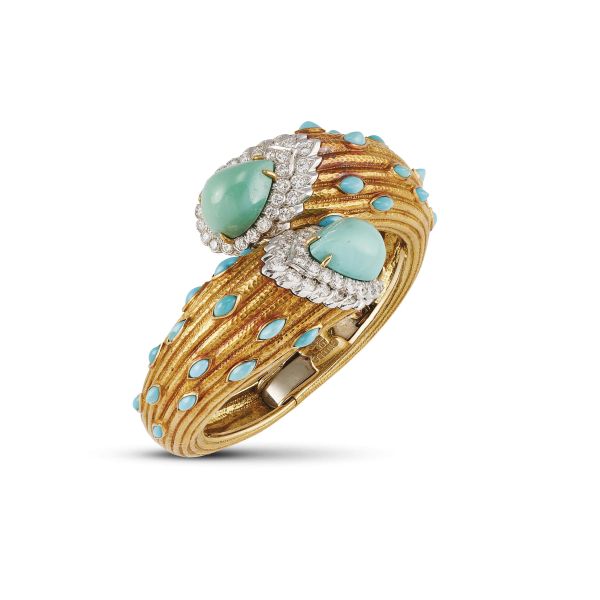 DAVID WEBB BRACCIALE CONTRARIE CON TURCHESI E DIAMANTI