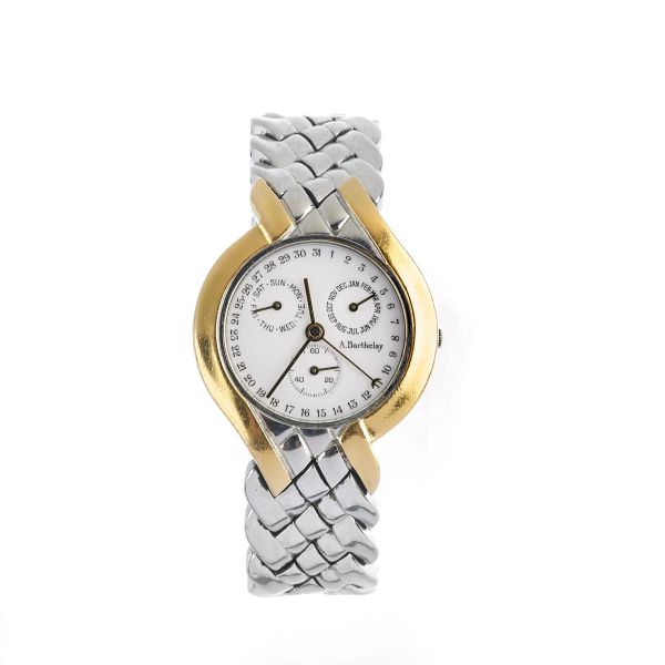 



A. BARTHELAY FULL CALENDAR STAINLESS STEEL AND GOLD PLATED WRISTWATCH 