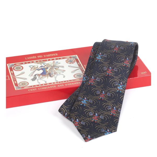 HERMES SILK TIE &quot;L'ANNEE FEU D'ARTIFICE&quot;