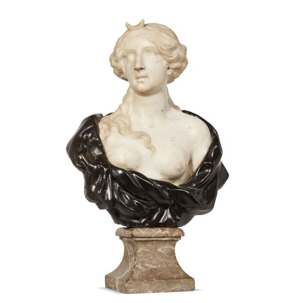 Sculptor of Northern Italy, second half 18th century, bust of Diana, polychrome marbles 