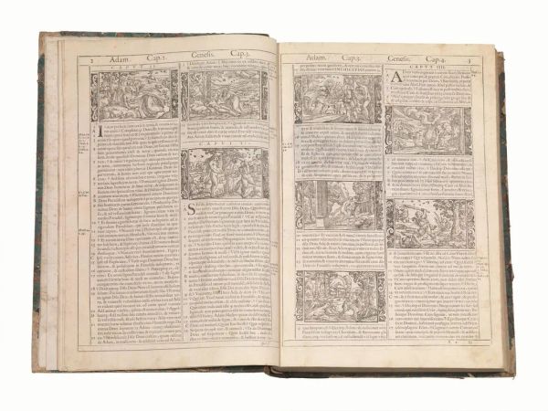 (Bibbia &ndash; Illustrati 600) Biblia sacra vulgatae editionis; Sixti quinti pont. max. iussu recognita, atque edita. Venetiis, Damianum Zenarum, 1603.
