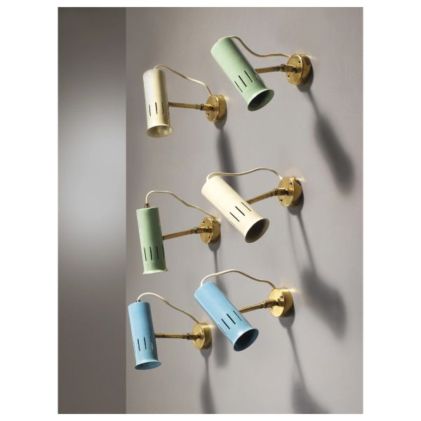 SIX WALL SPOTLIGHTS, WHITE, GREEN AND BLUE METAL STRUCTURE