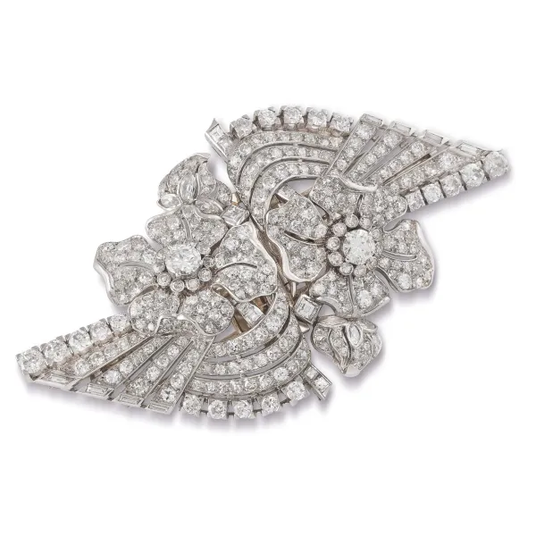 Mellerio - 



MELLERIO FLORAL DOUBLE CLIP BROOCH IN PLATINUM 