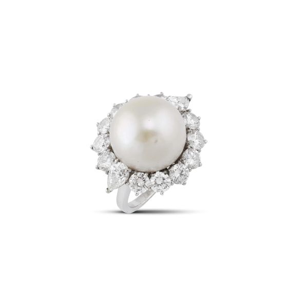 PETOCHI SOUTH SEA PEARL AND DIAMOND RING IN PLATINUM