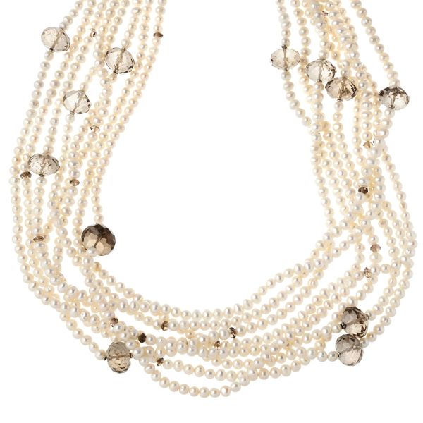 LONG PEARL AND QUARTZ NECKLACE