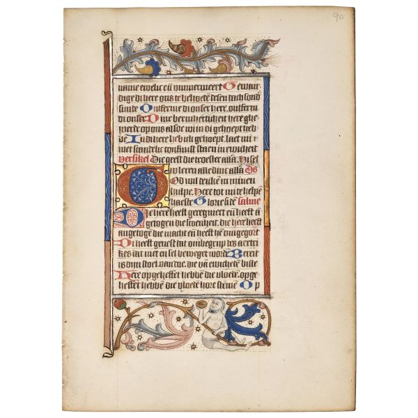 Illuminated leaf from a small Flemish book of hours, end of 15th century. Translation of description and condition report upon request.