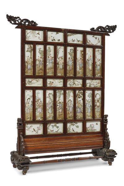 A FOLDING SCREENS, CHINA, LATE QING DYNASTY, 19TH-20TH CENTURIES