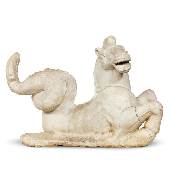 Southern Italian, 18th century, A sea monster, marble, 61x90x35 cm