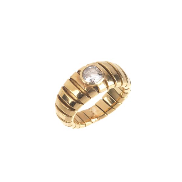TUBOGAS DIAMOND RING IN 18KT YELLOW GOLD
