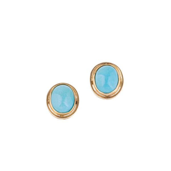 TURQUOISE EARRINGS IN 18KT YELLOW GOLD