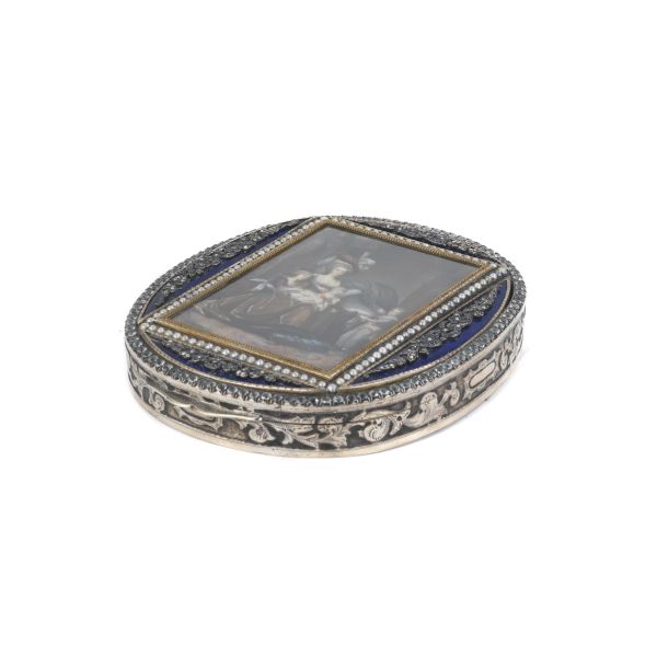 A LARGE SILVER AND ENAMEL BOX, 19TH CENTURY