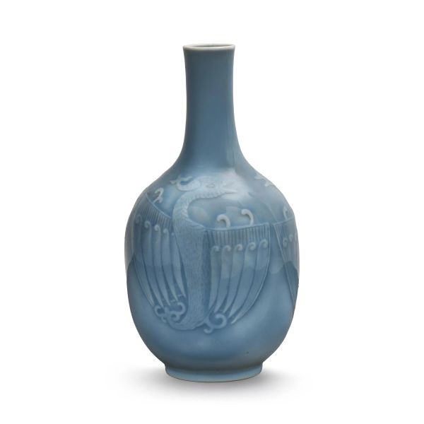 



A CLAIR-DE-LUNE-GLAZED RELIEF-DECORATED PORCELAIN VASE, CHINA, 19TH-20TH CENTURY