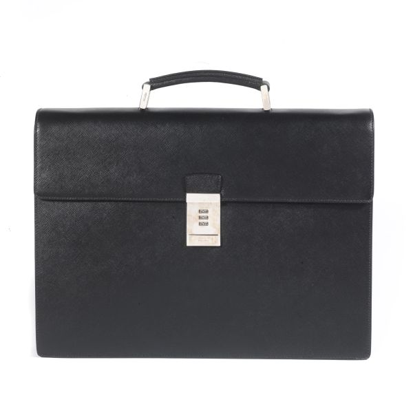 PRADA BLACK LEATHER BRIEFCASE