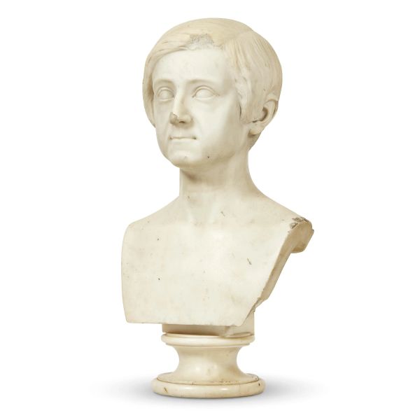 Lombard, 19th century, A bust of young boy, marble, 51x28x22 cm