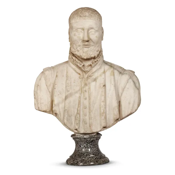 Roman school, late 16th century, a male bust, marble