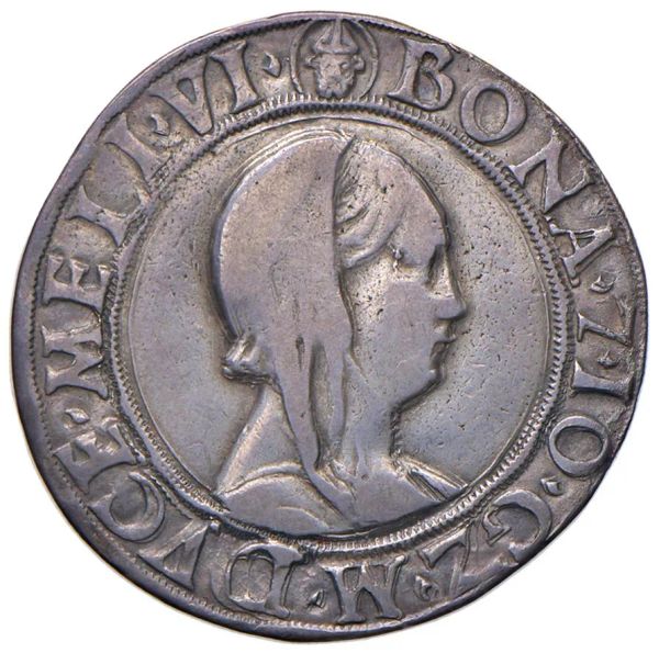 MILANO. BONA DI SAVOIA E GIAN GALEAZZO MARIA SFORZA (1476-1481) TESTONE
