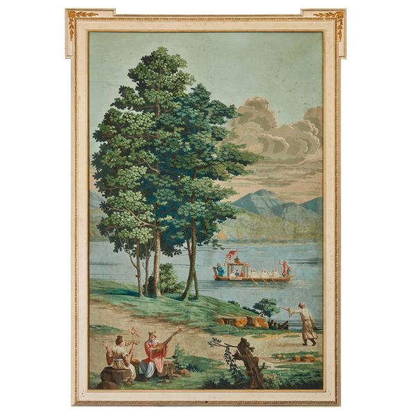 A PAIR OF PIEDMONTESE PAPIER PEINT, LATE 18TH CENTURY