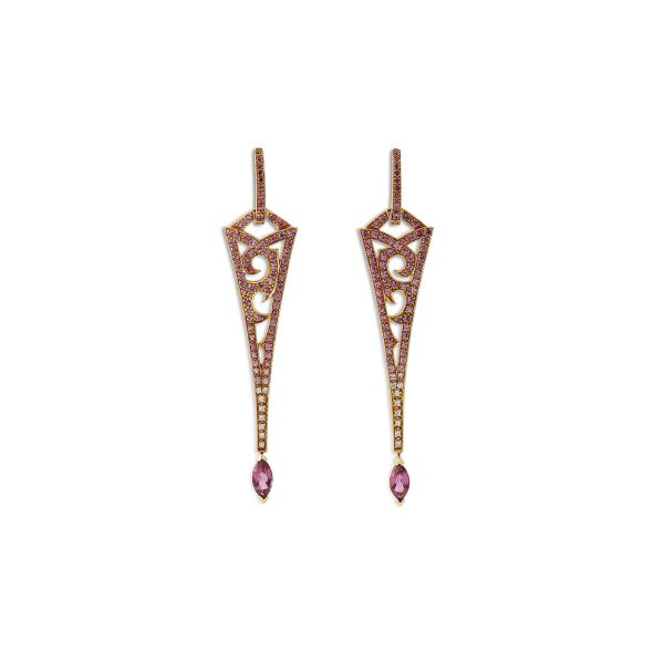 STEPHEN WEBSTER TOURMALINE AND DIAMOND DROP EARRINGS IN 18KT ROSE GOLD