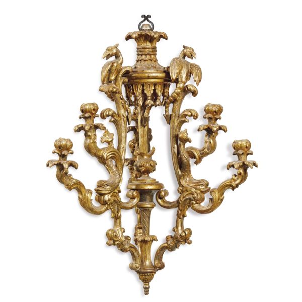 A SMALL CENTRAL ITALY CHANDELIER, EARLY 18TH CENTURY