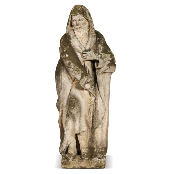 Northern Italy, 18th century, Allegory of winter, a pair of stone sculptures, 138x40x50 cm and 145x56x40 cm