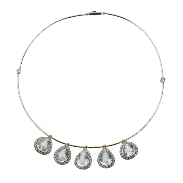 



SEMIPRECIOUS STONE AND DIAMOND NECKLACE IN 18KT TWO TONE GOLD