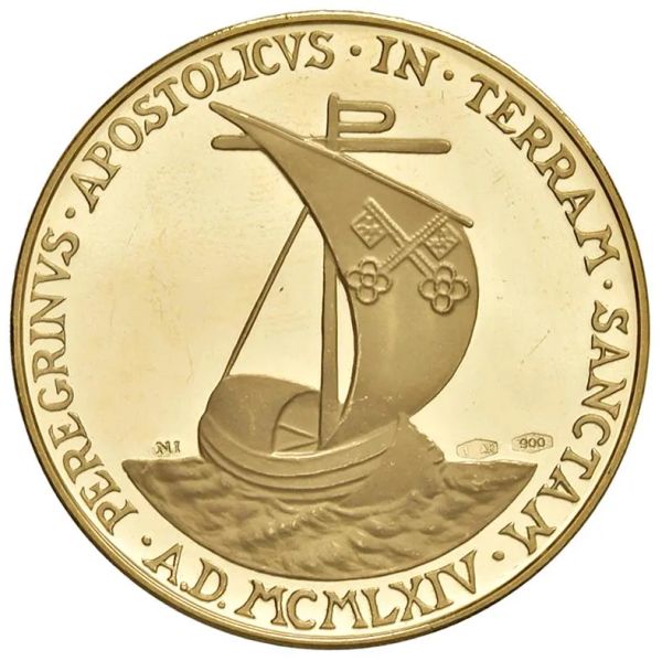 VATICANO. MEDAGLIA ORO 1964 CHE COMMEMORA IL VIAGGIO IN TERRASANTA DI PAPA PAOLO VI